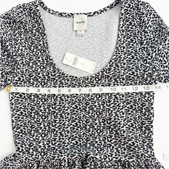 NWT Maeve Peplum Scoop Neck Top Leopard Print. Lack White Size XS - Picture 5 of 6